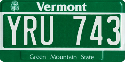 VT license plate YRU743