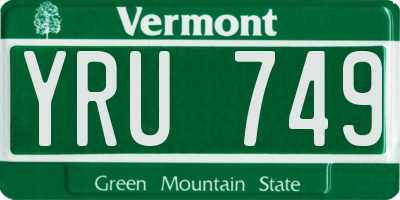 VT license plate YRU749