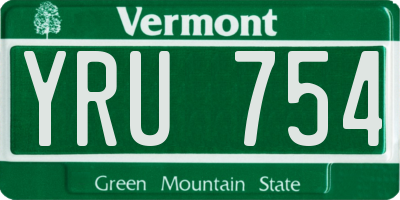 VT license plate YRU754