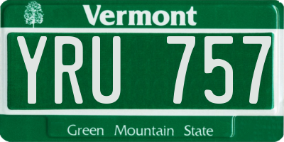VT license plate YRU757