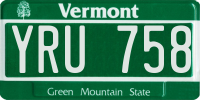 VT license plate YRU758
