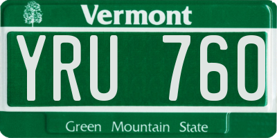 VT license plate YRU760