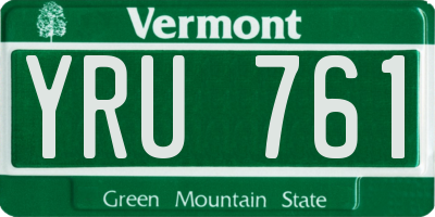 VT license plate YRU761