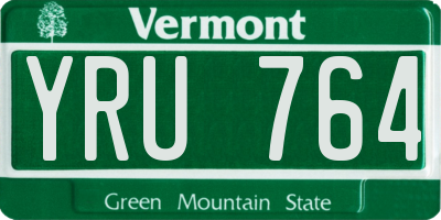 VT license plate YRU764