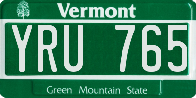 VT license plate YRU765