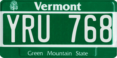VT license plate YRU768
