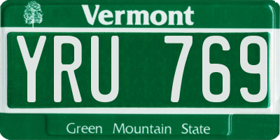 VT license plate YRU769