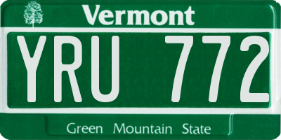 VT license plate YRU772