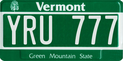 VT license plate YRU777