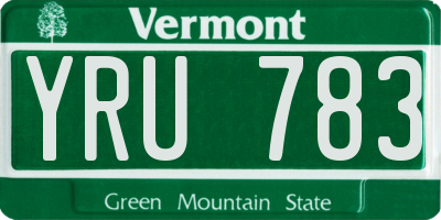 VT license plate YRU783