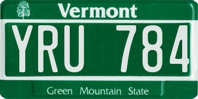 VT license plate YRU784