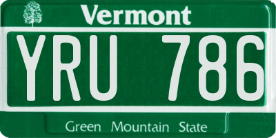VT license plate YRU786