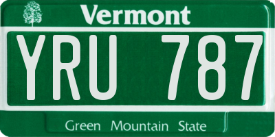 VT license plate YRU787