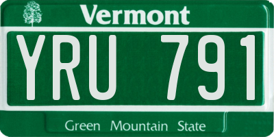 VT license plate YRU791