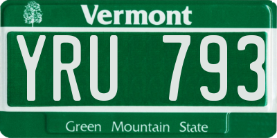 VT license plate YRU793