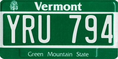 VT license plate YRU794