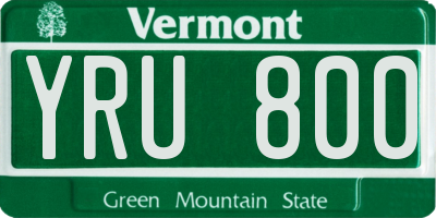 VT license plate YRU800
