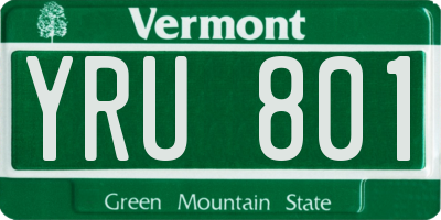 VT license plate YRU801