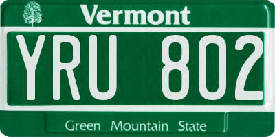 VT license plate YRU802