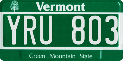 VT license plate YRU803