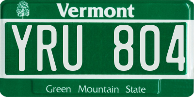 VT license plate YRU804