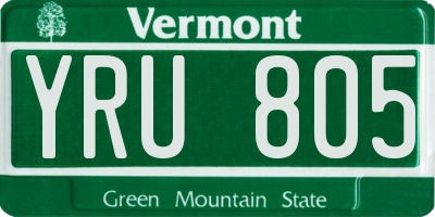 VT license plate YRU805