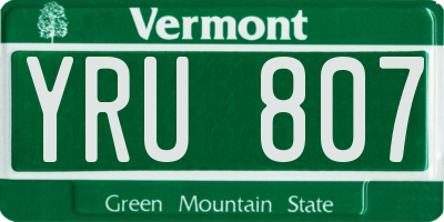 VT license plate YRU807