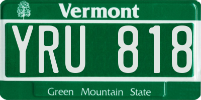 VT license plate YRU818