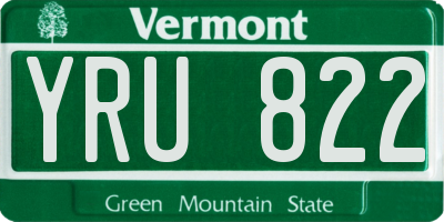 VT license plate YRU822
