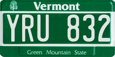 VT license plate YRU832