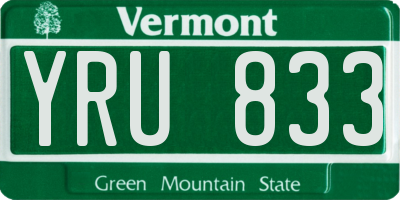 VT license plate YRU833