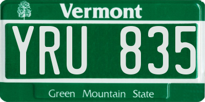 VT license plate YRU835