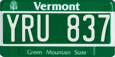 VT license plate YRU837