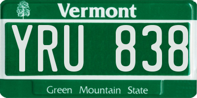 VT license plate YRU838