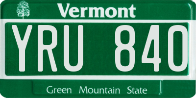 VT license plate YRU840