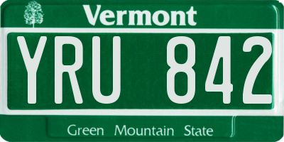 VT license plate YRU842