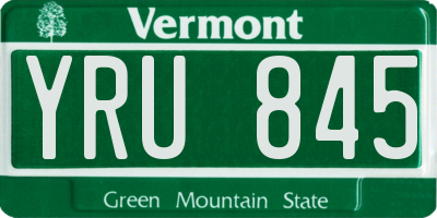 VT license plate YRU845
