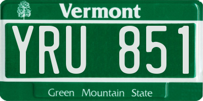VT license plate YRU851