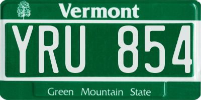 VT license plate YRU854