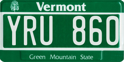 VT license plate YRU860