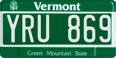 VT license plate YRU869