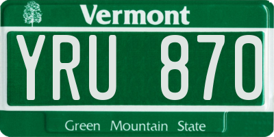 VT license plate YRU870