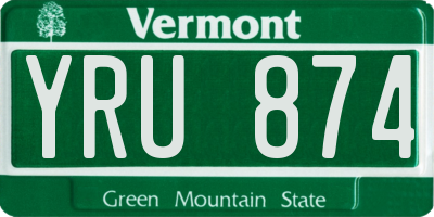 VT license plate YRU874