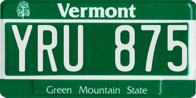 VT license plate YRU875