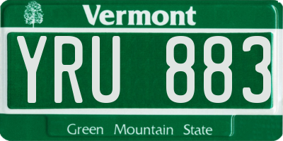 VT license plate YRU883