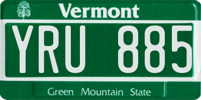 VT license plate YRU885