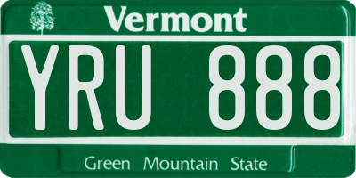 VT license plate YRU888