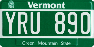 VT license plate YRU890