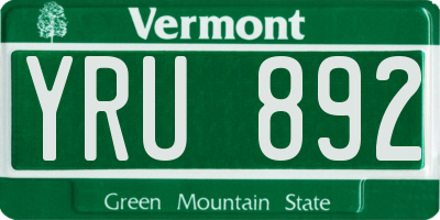 VT license plate YRU892