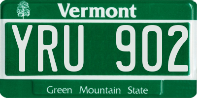 VT license plate YRU902